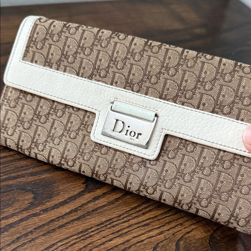 Dior Tan and Cream Monogram Wallet